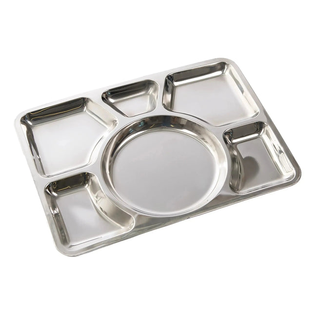 Kantinenplatte Edelstahl mit 6 Fächern