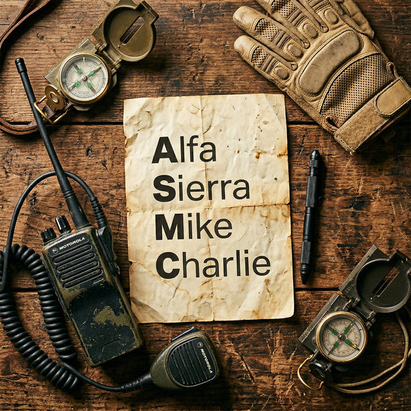 Ein Blatt mit NATO-Begriffen drauf und drumherum verschiedene militärische Gegenstände.