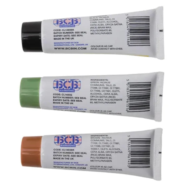 Tarncreme Tuben-Set braun / oliv / schwarz