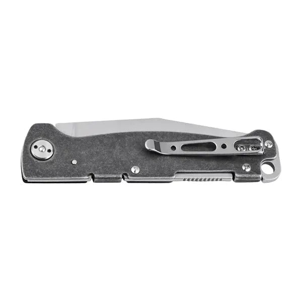 Taschenmesser Atlas Backlock Clippoint silberfarben