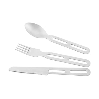 Campingbesteck Cutlery Set I silberfarben braun