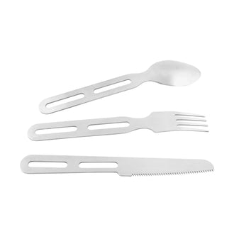 Campingbesteck Cutlery Set I silberfarben braun