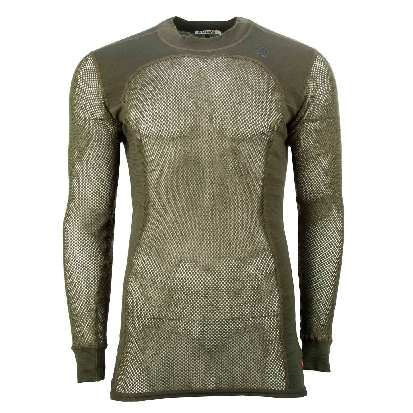 Aclima Aclima Pullover Woolnet Crew Neck olive night - ASMC