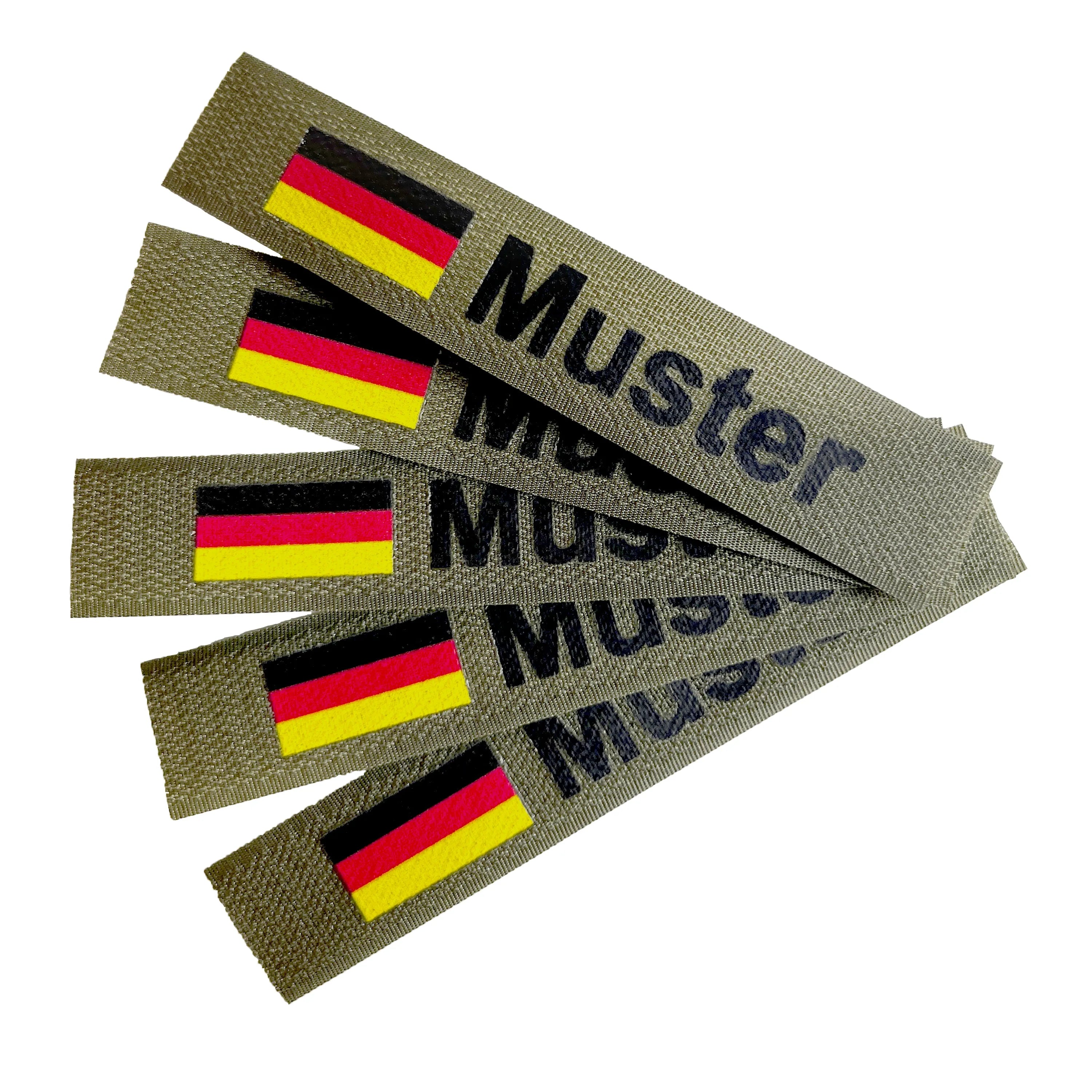 Namensbänder 5er Set mit Flagge Oliv | bedruckt auf Klett