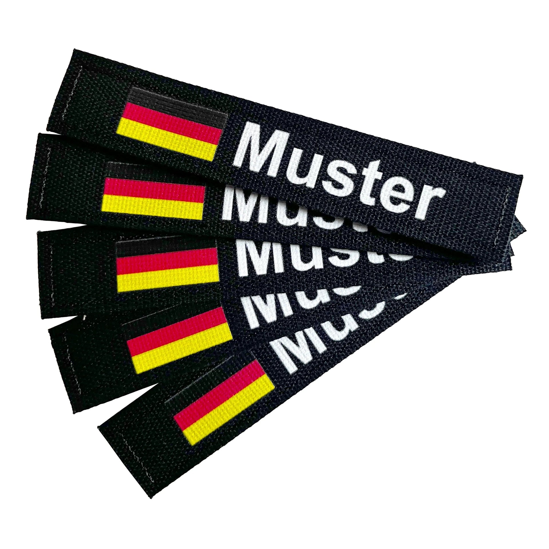 Namensbänder 5er Set mit Flagge Schwarz