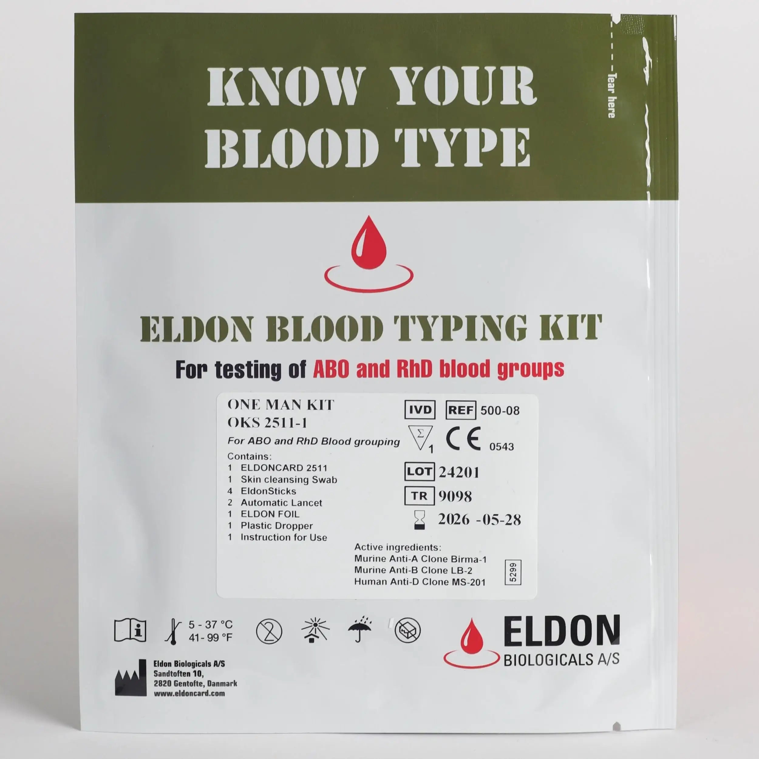 Eldon Card Kit Eldoncard Schnelltest Blutgruppe One Man Kit online kaufen