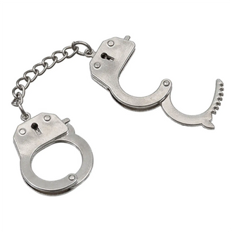 Schlüsselanhänger Handschellen silber 12 Stück