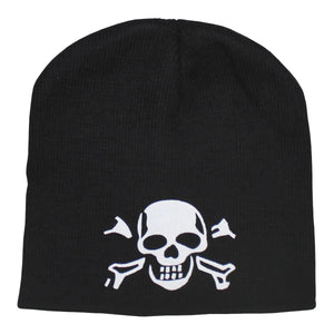 Strickmütze Beanie mit Totenkopf schwarz