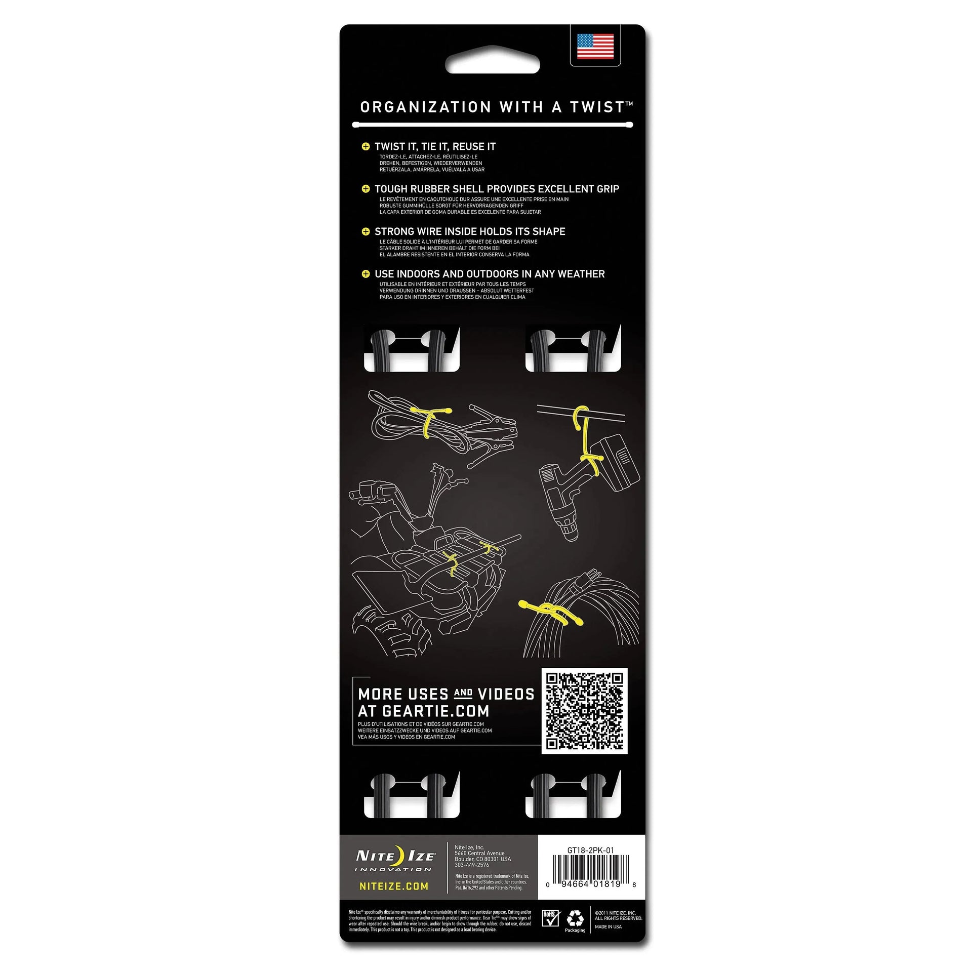 Nite Ize Nite Ize Gear Tie Original Gr.18 schwarz 2er Pack - ASMC