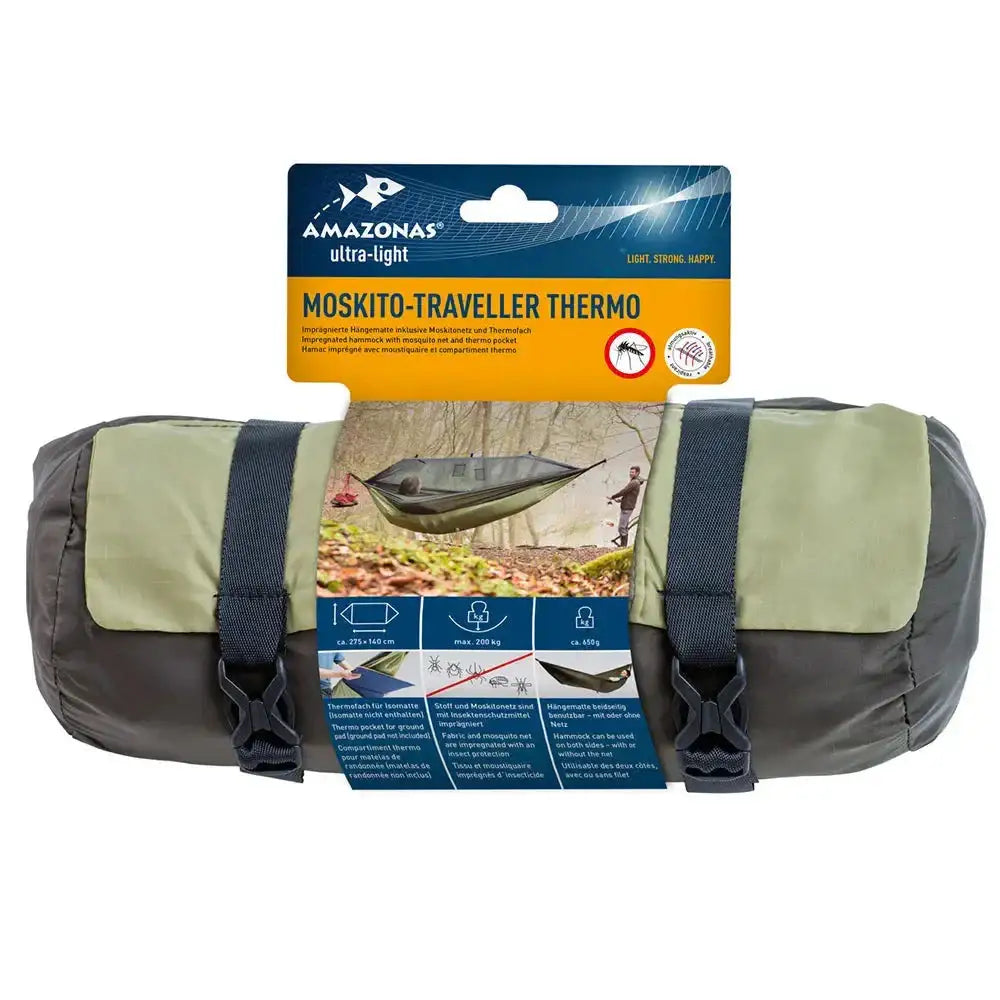 Amazonas Hängematte Moskito Traveller Thermo grün schwarz
