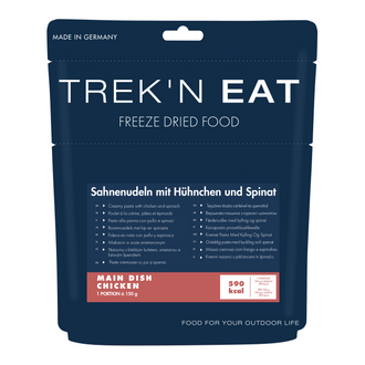 Sahnenudeln mit Hühnchen und Spinat
