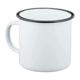 MFH Emaille Tasse 300 ml weiß schwarz