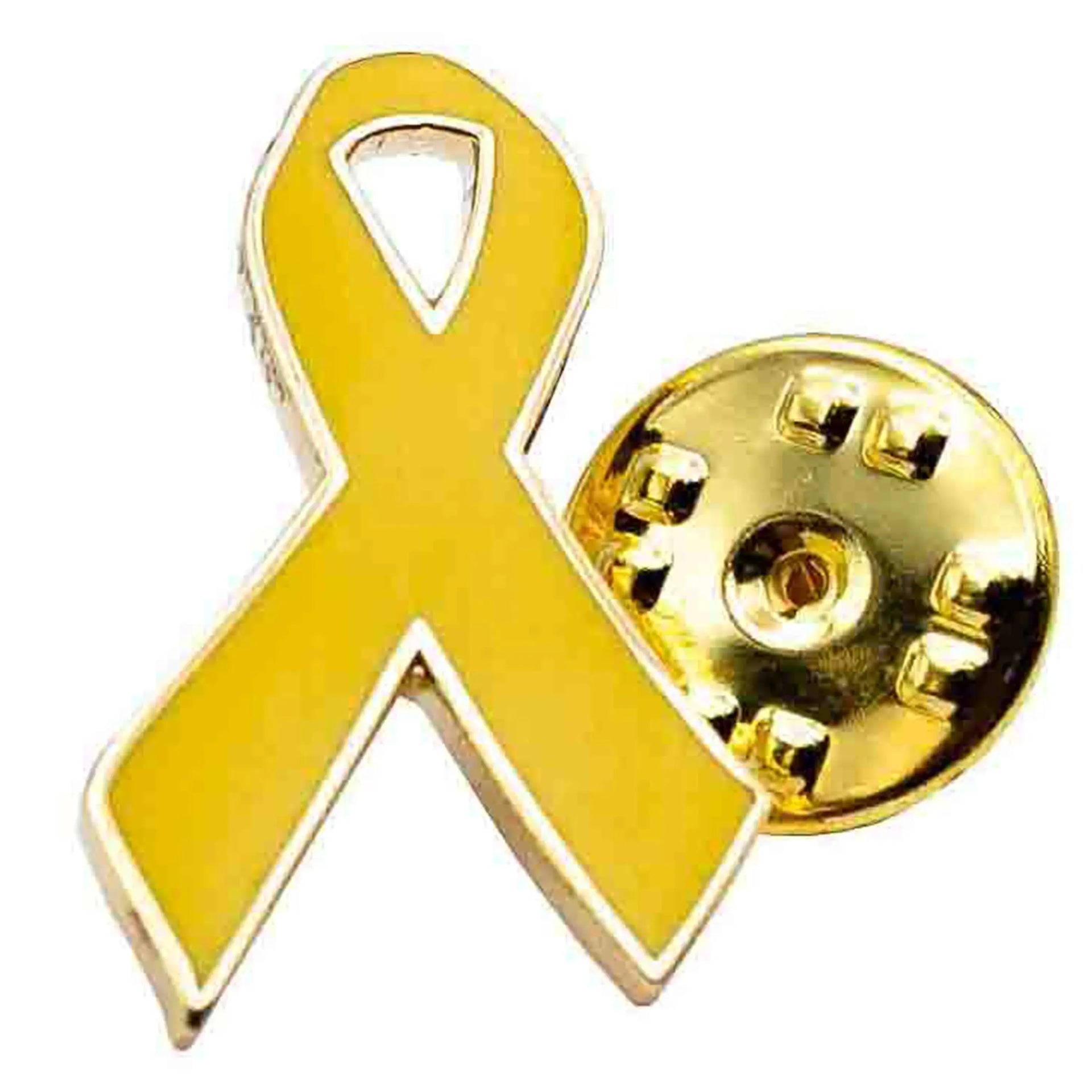 Café Viereck Pin gelbe Schleife - ASMC