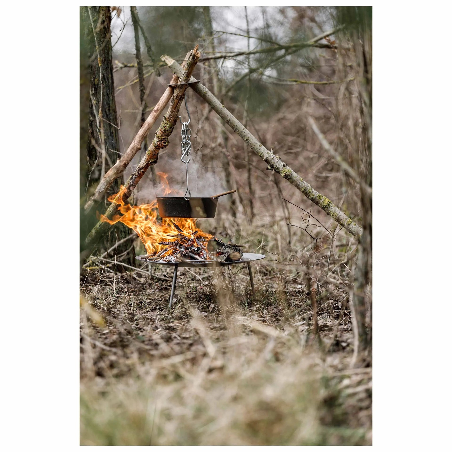 Dreibein-Ring groß silberfarben