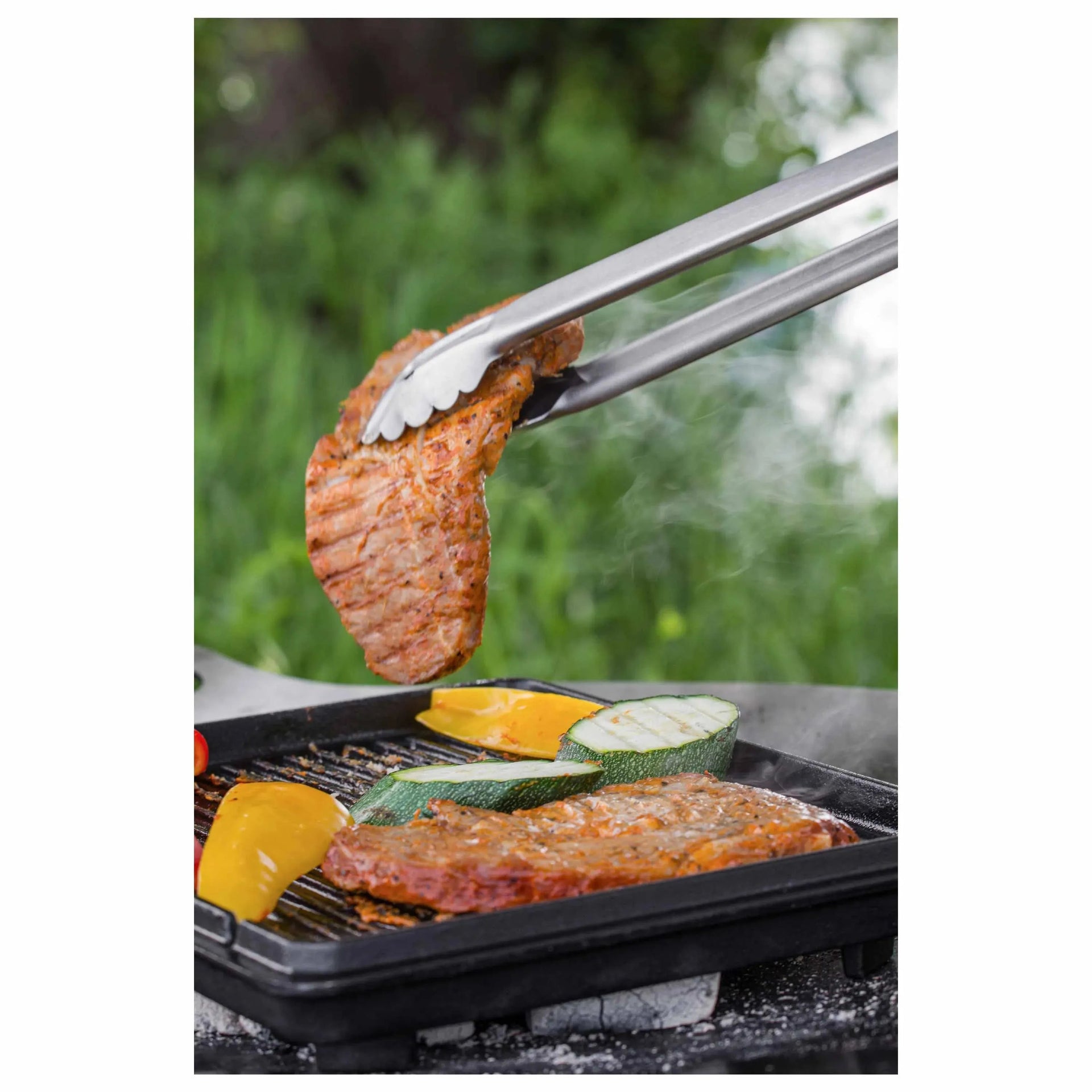 Grill- und Kohlezange klein silberfarben