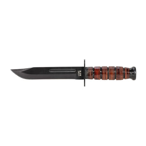 USMC Kampfmesser mit Ledergriff und Scheide braun schwarz