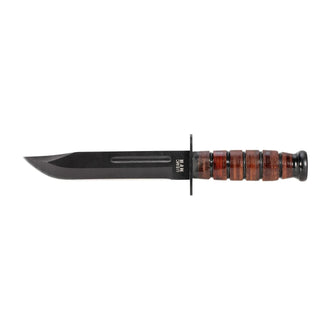 USMC Kampfmesser mit Ledergriff und Scheide braun schwarz