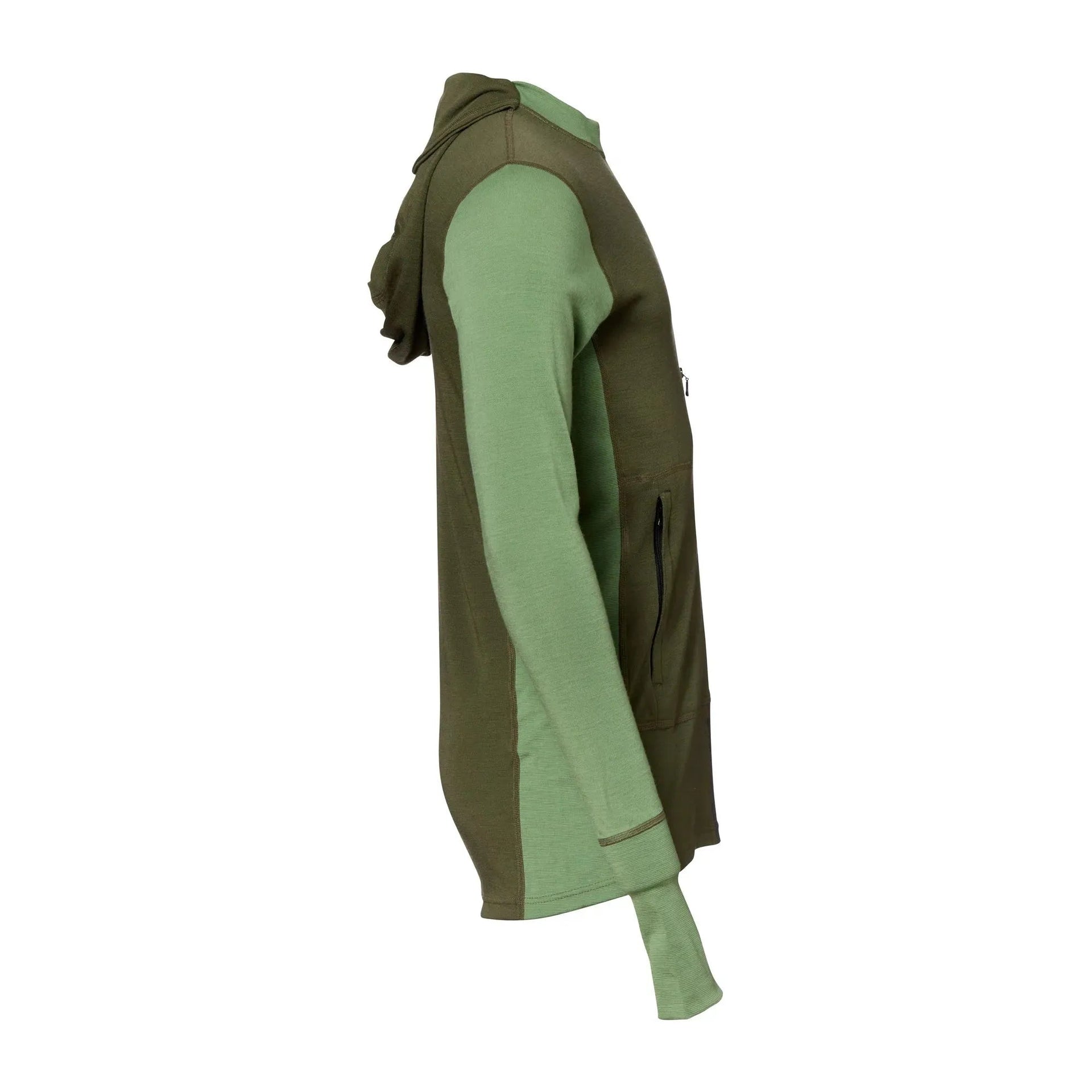 Hoodie WarmWool Sweater Zip olive night dill melange
