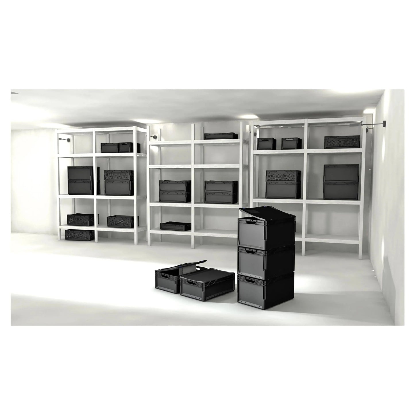 Euronormbox Vollwand 60 x 40 x 32 cm schwarz