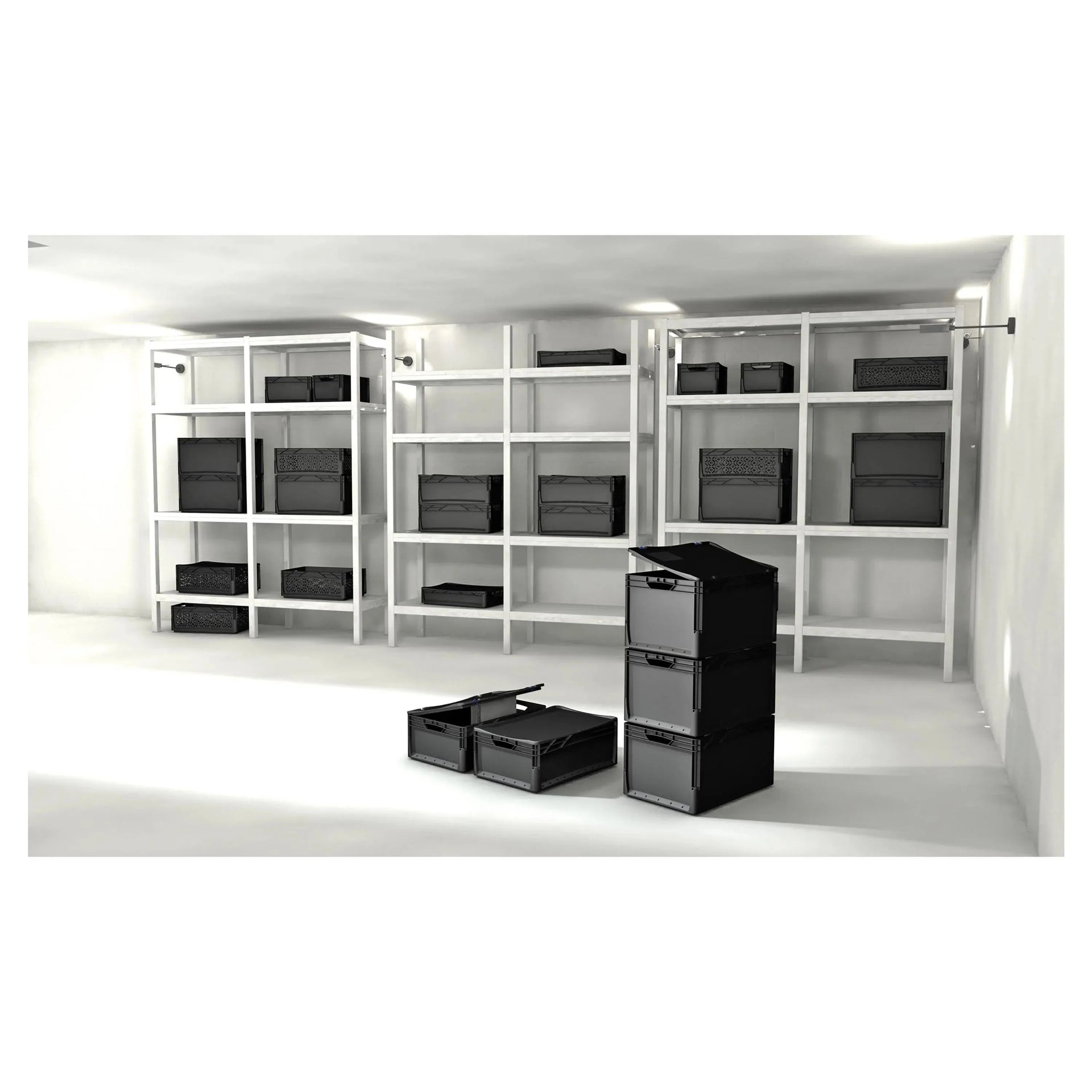 Euronormbox Vollwand 60 x 40 x 32 cm schwarz