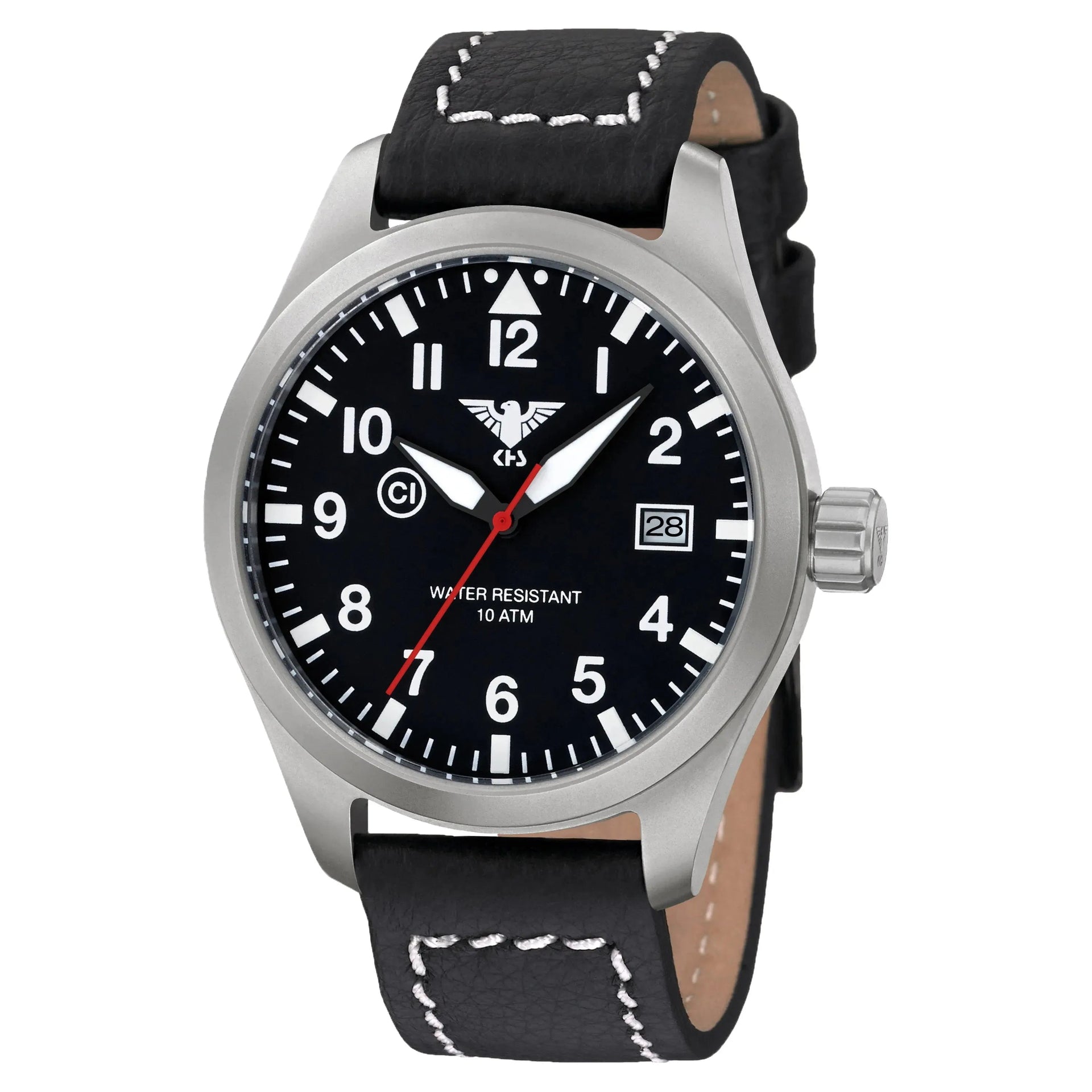 Uhr Airleader Steel mit Büffellederband