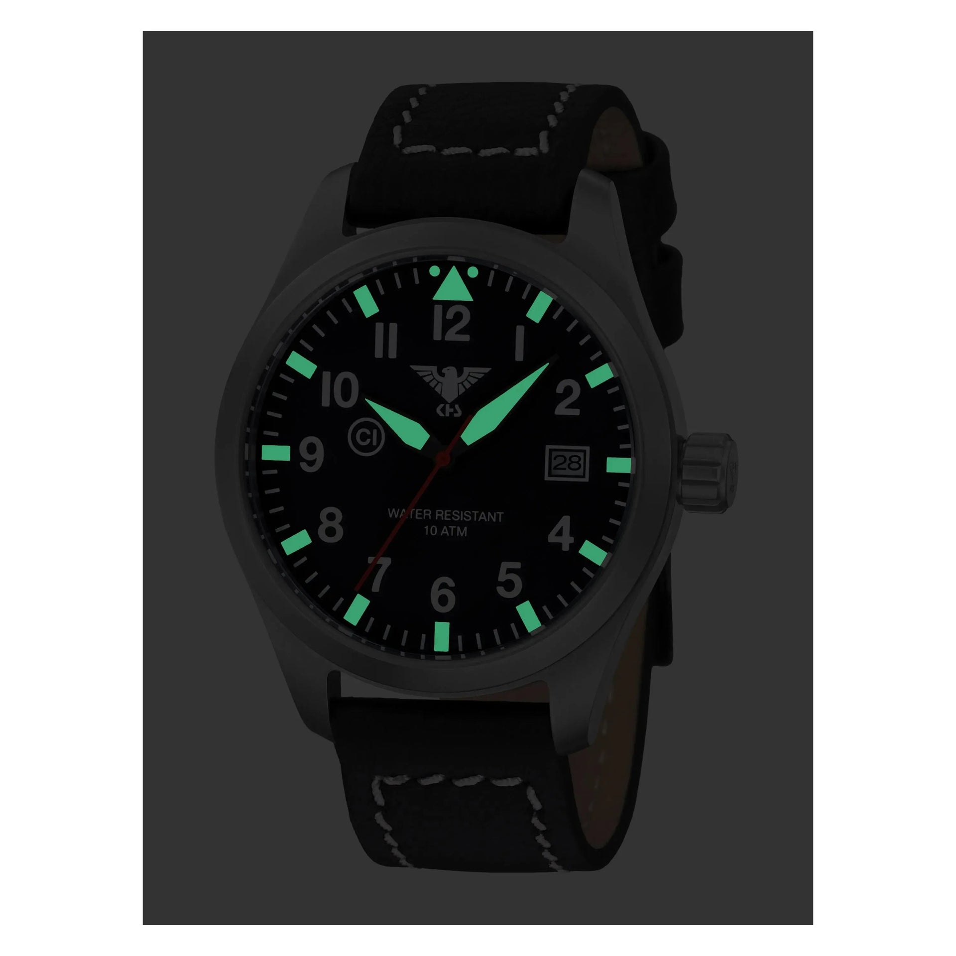 Uhr Airleader Steel mit Büffellederband