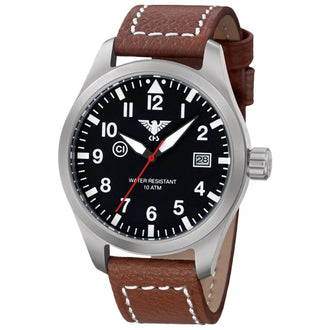 Armbanduhr Airleader Steel Büffellederband