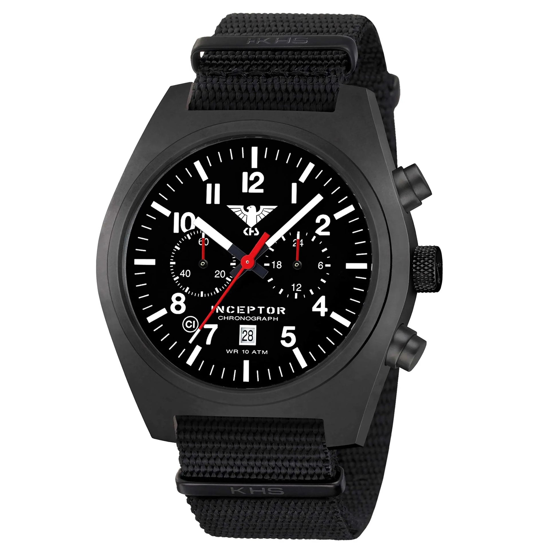 Uhr Inceptor Black Steel Chronograph Natoband