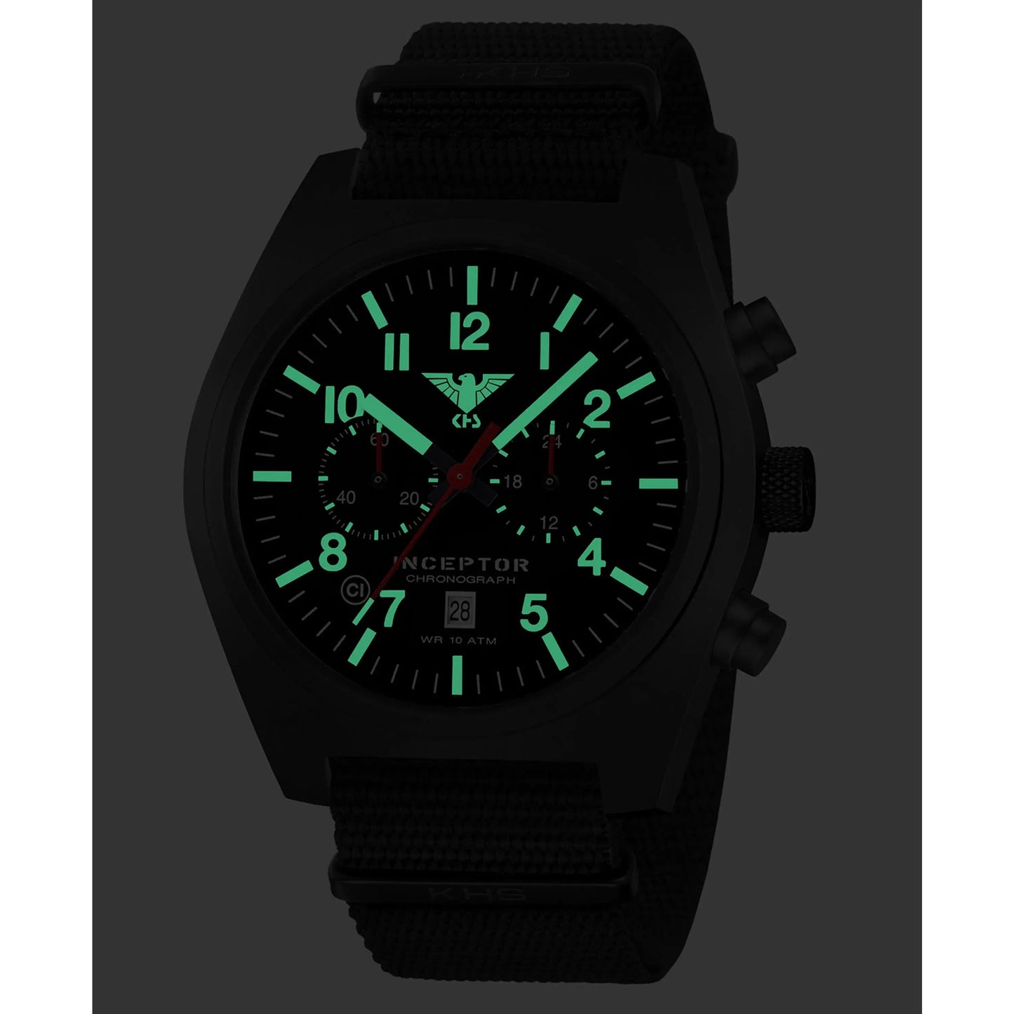 Uhr Inceptor Black Steel Chronograph Natoband
