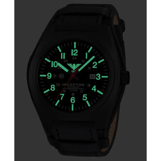 Armbanduhr Inceptor Black Steel Automatic Lederband G-Pad