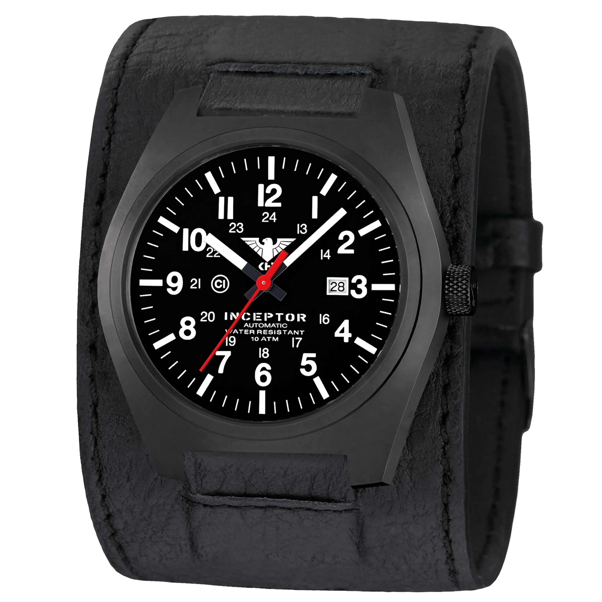 Uhr Inceptor Black Steel Automatic Lederkraftband
