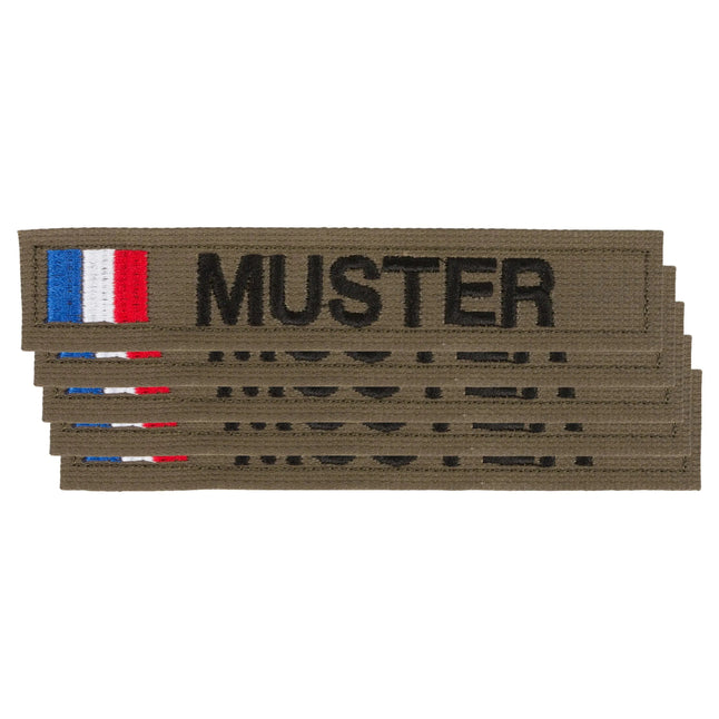 Name tapes set of 5 with flag olive