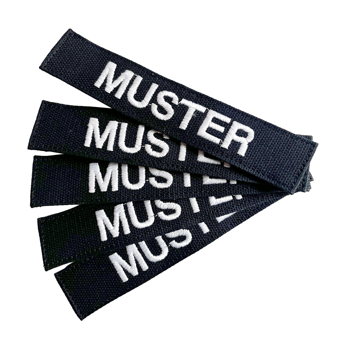 Namensbänder 5er Set ohne Flagge Schwarz | gestickt auf Textil