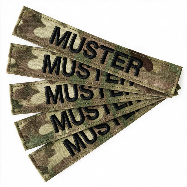 Namensbänder 5er Set Multicam Schwarz gestickt auf Textil