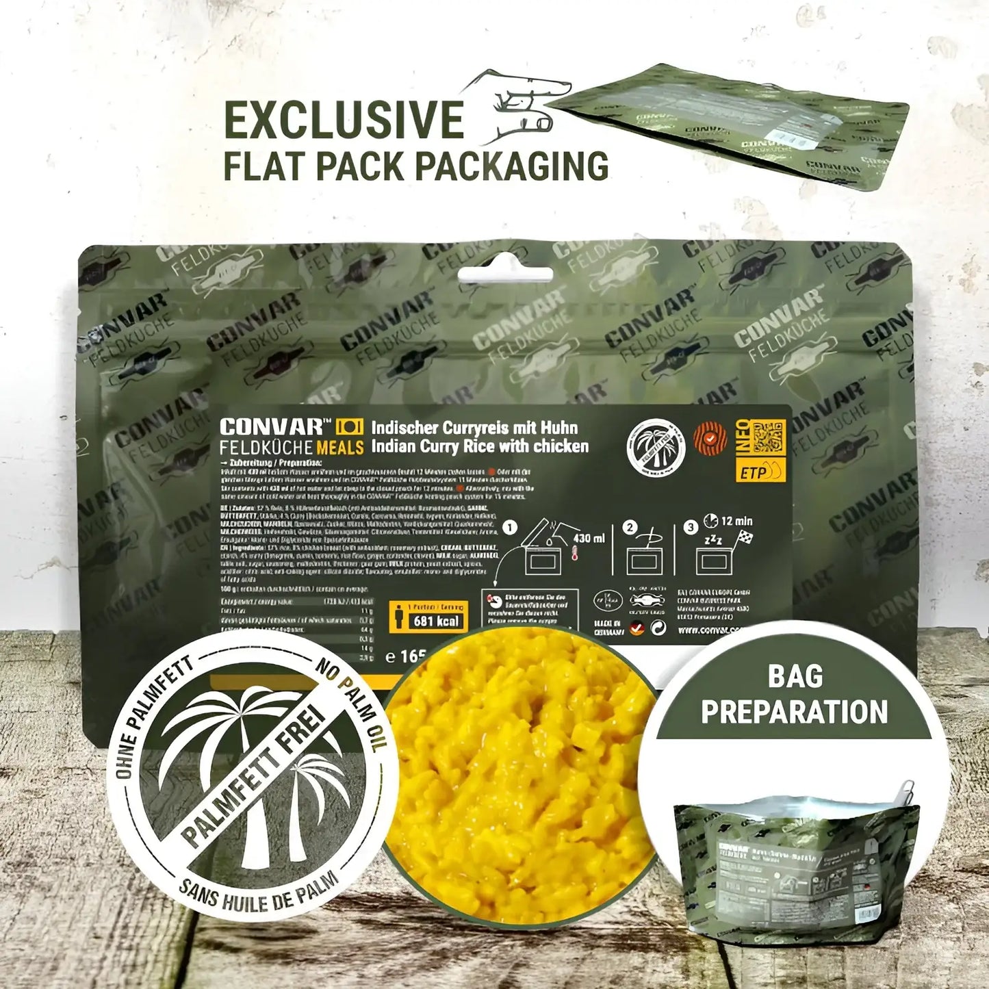 CONVAR Feldküche Indischer Curryreis mit Huhn 165 g - ASMC