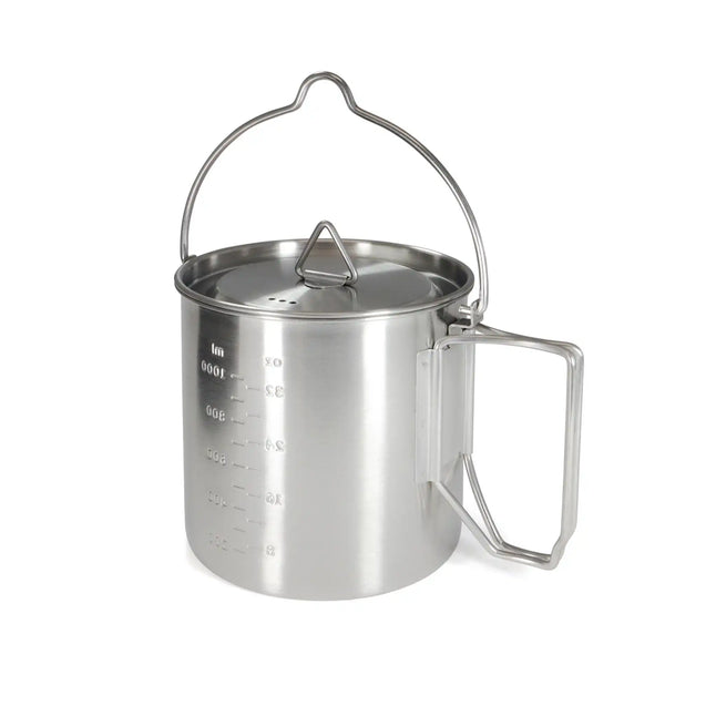 Edelstahl Camping Topf 2 in 1