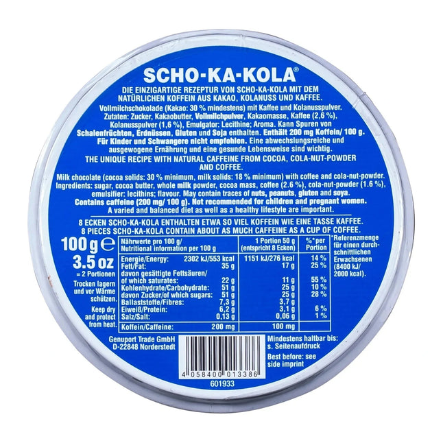 Energie Koffein Vollmilchschokolade 100 g