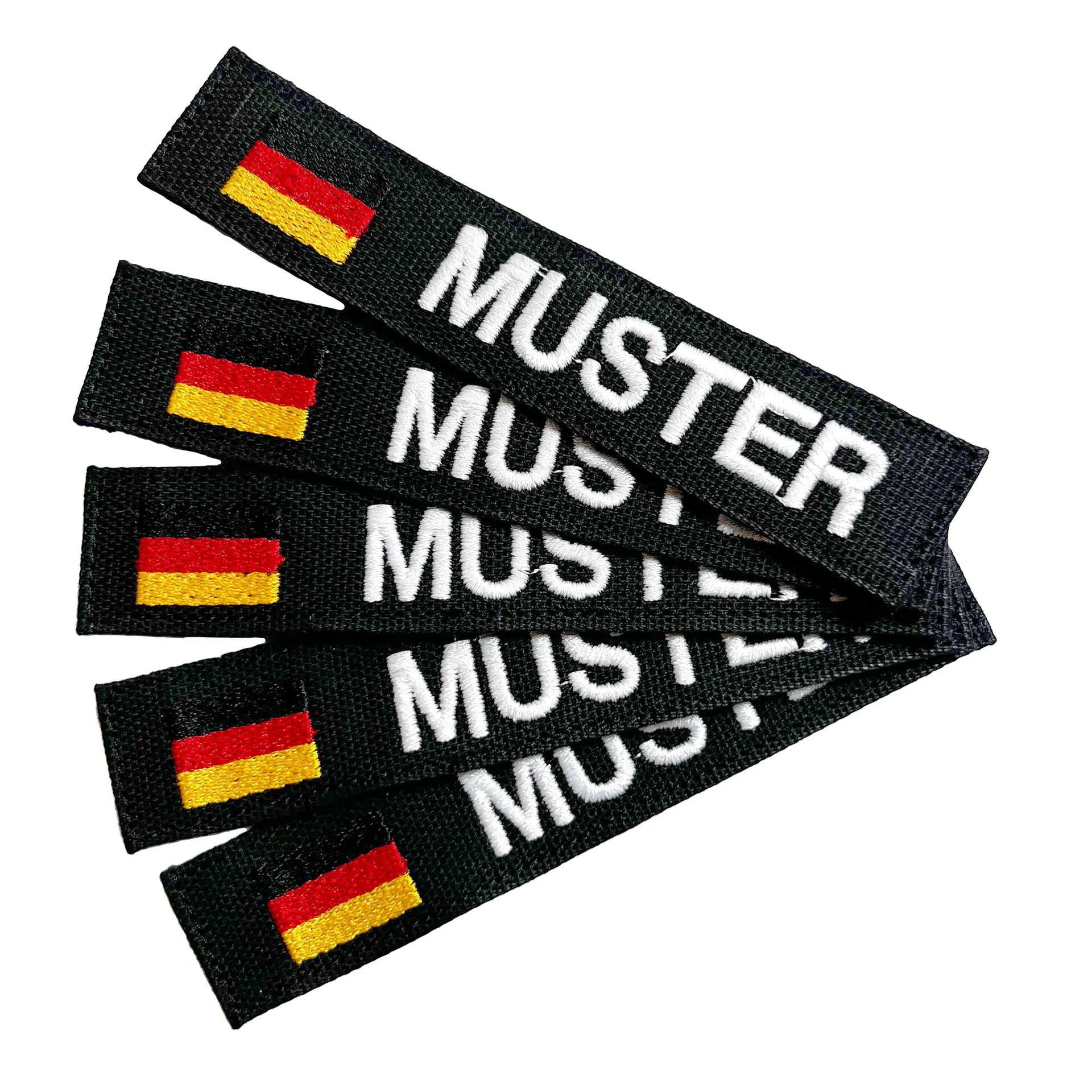 Namensbänder 5er Set mit Flagge Schwarz