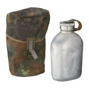 Bundeswehr Original BW Feldflasche Aluminium mit Hülle tarn gebraucht - ASMC
