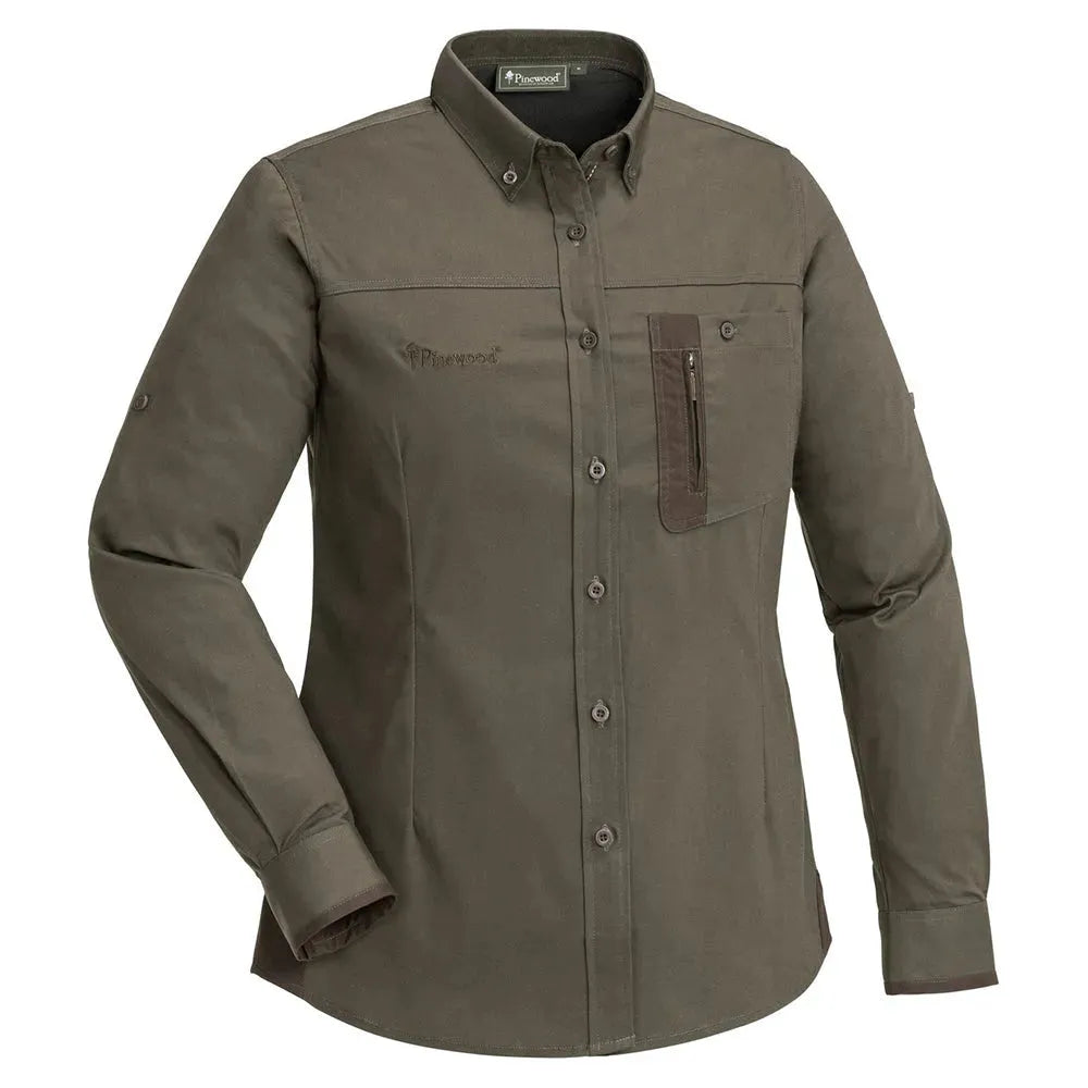 Pinewood Pinewood Hemd Tiveden InsectStop olive suede brown Frauen - ASMC
