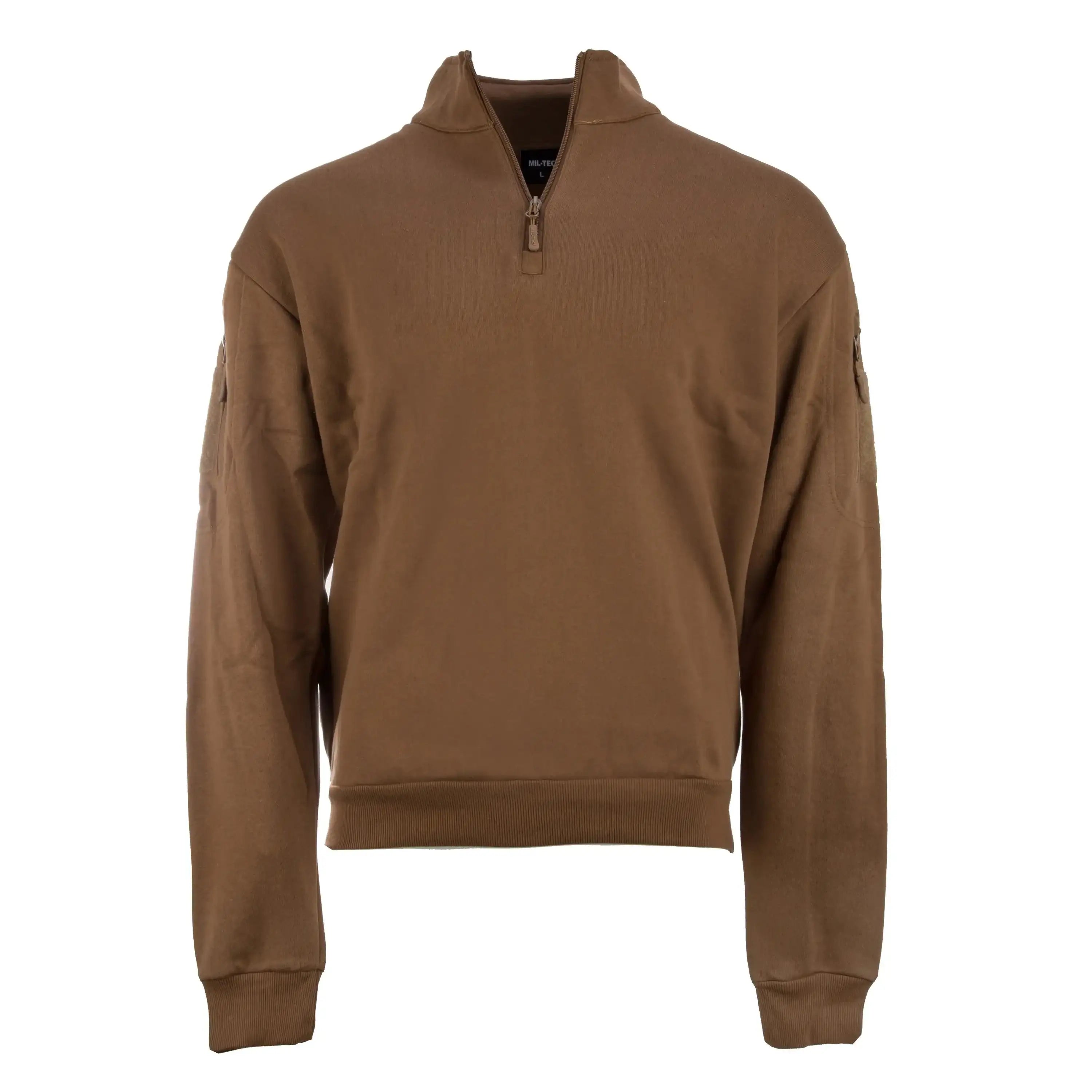 Mil-Tec Tactical Sweatshirt With Zipper - Black, Soft Fleece, Arm Pockets, High Collar - View #6