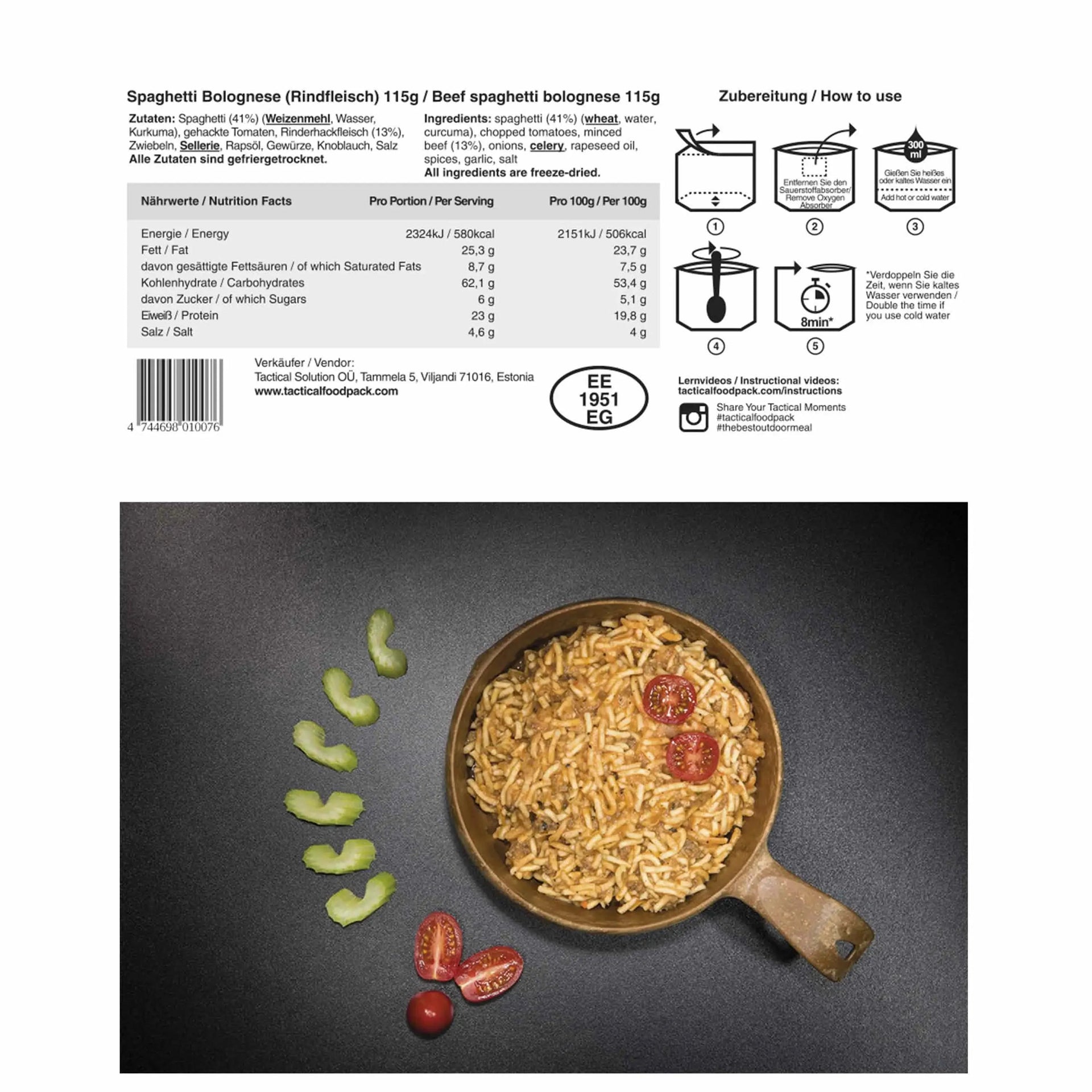 Hauptgericht Bolognese mit Rindfleisch
