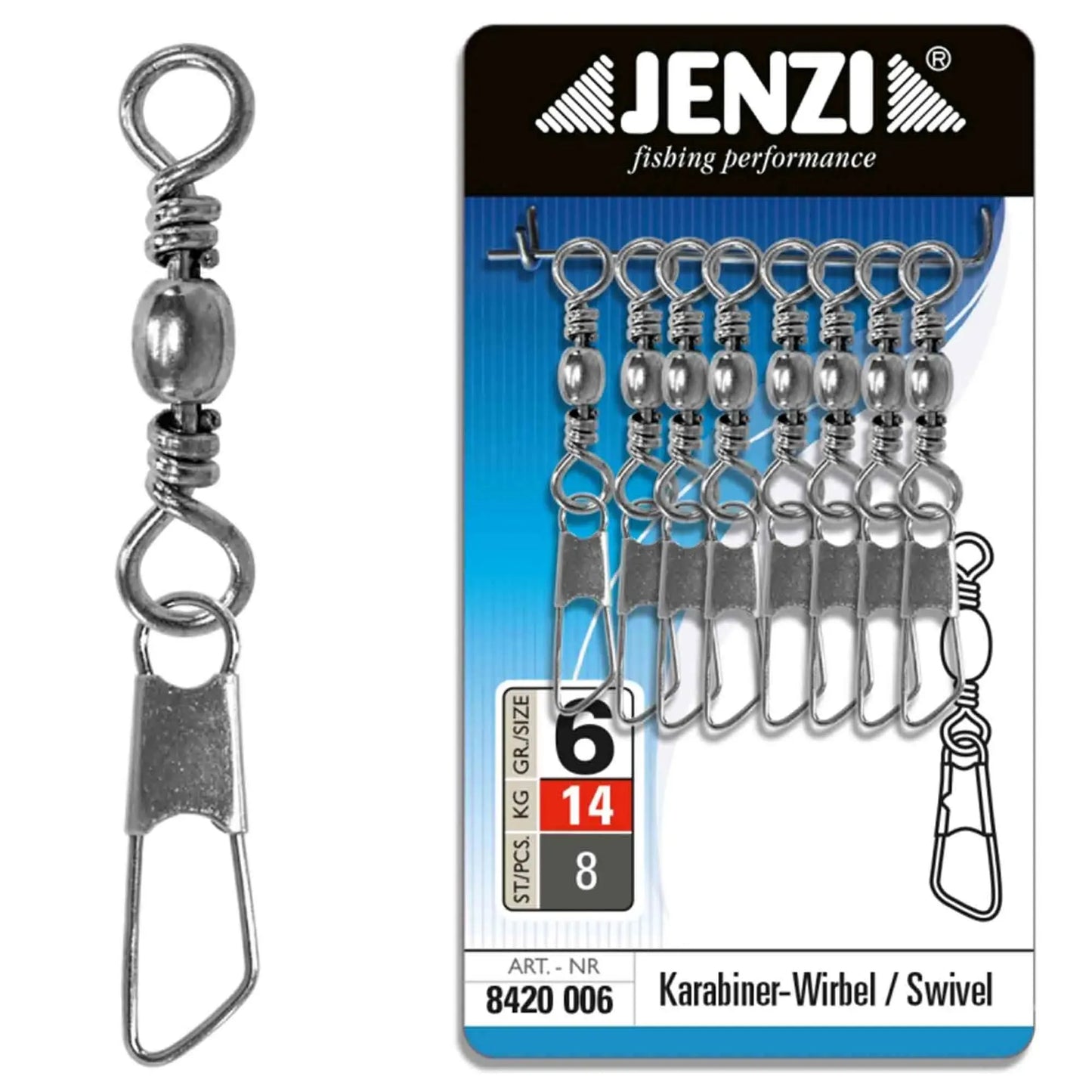 Jenzi Karabinerwirbel vernickelt salzwasserfest - ASMC