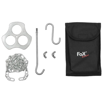 Outdoor Dreibeinhalter Edelstahl mit Kette und Haken