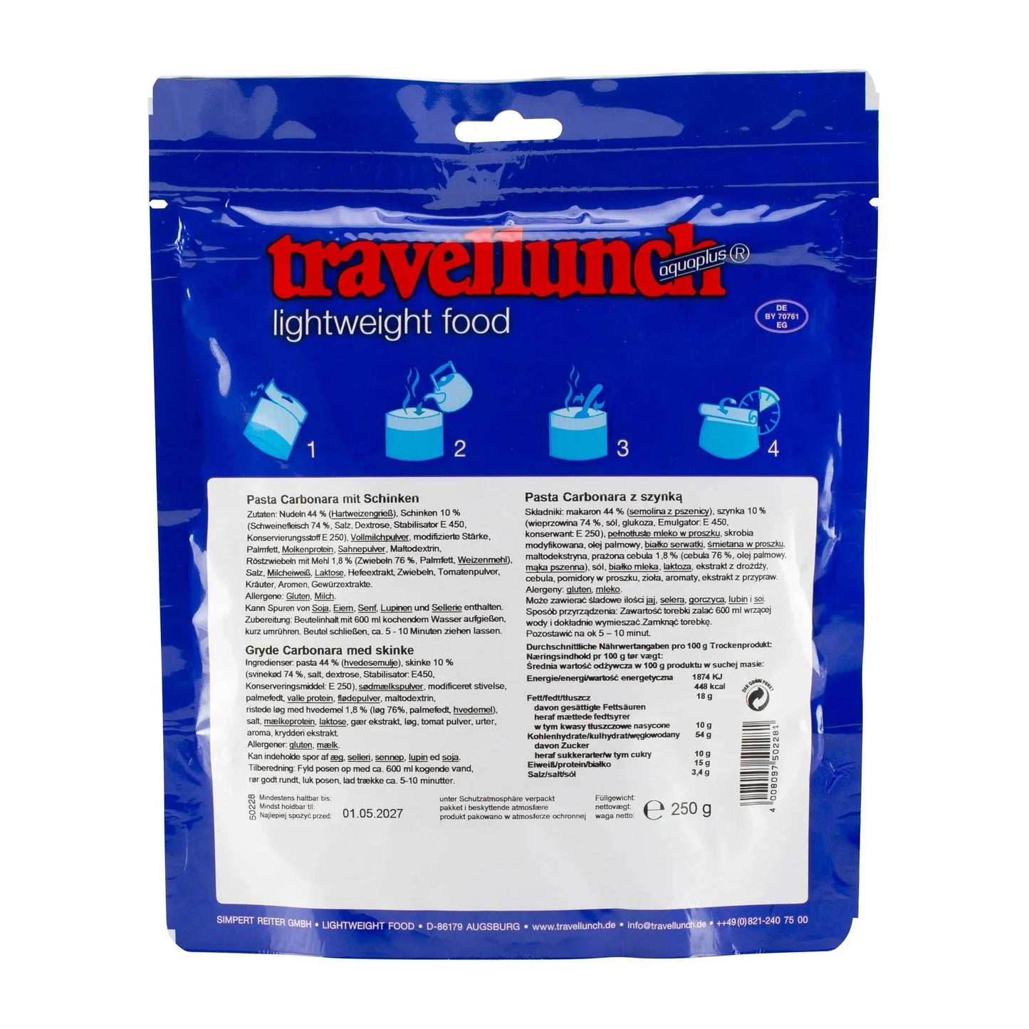 Travellunch Pasta Carbonara mit Schinken 2er Packung - ASMC