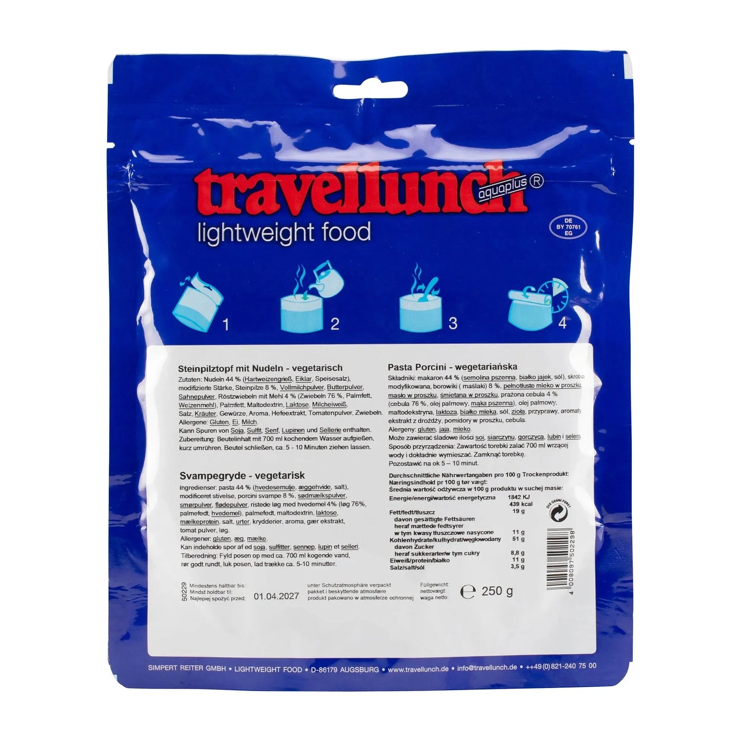 Travellunch Steinpilztopf mit Nudeln vegetarisch 2er Packung - ASMC
