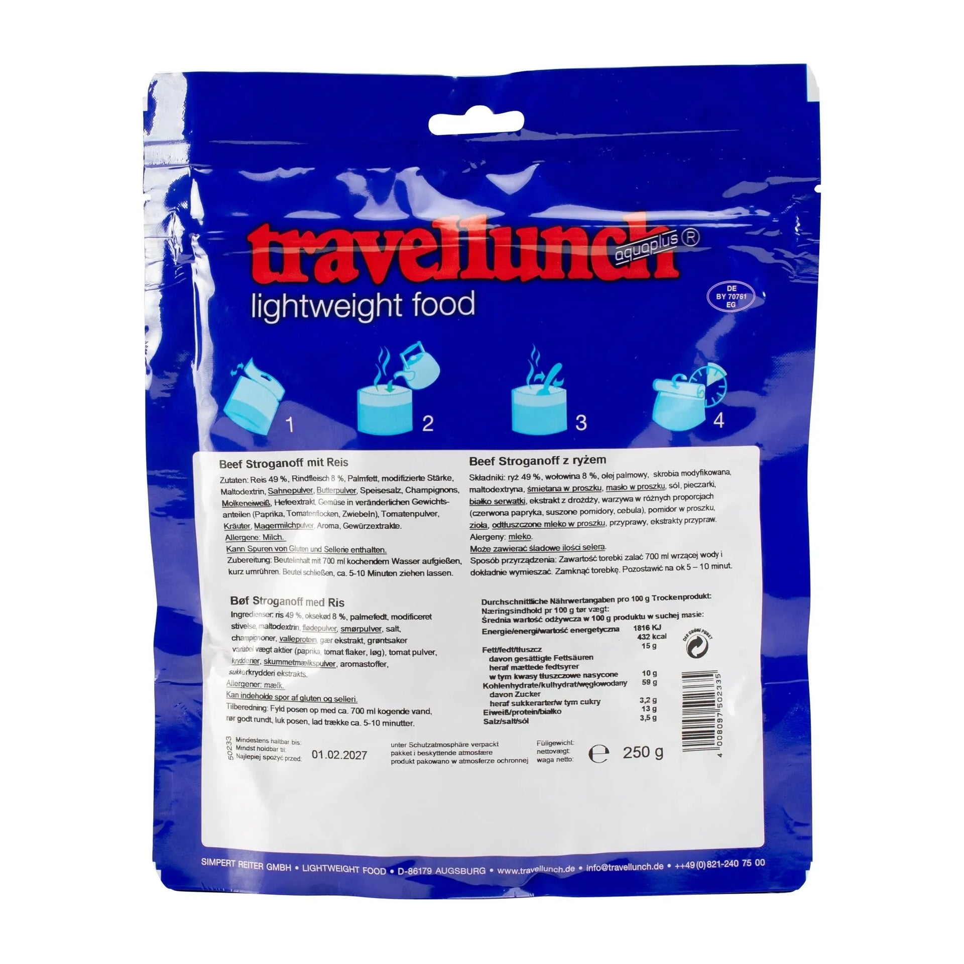 Travellunch Beef Stroganoff mit Reis 2er Packung - ASMC