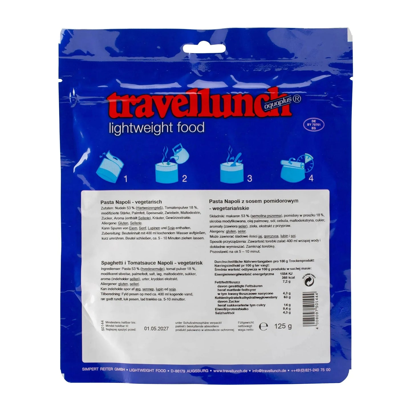Travellunch Pasta Napoli vegan 1er Packung - ASMC