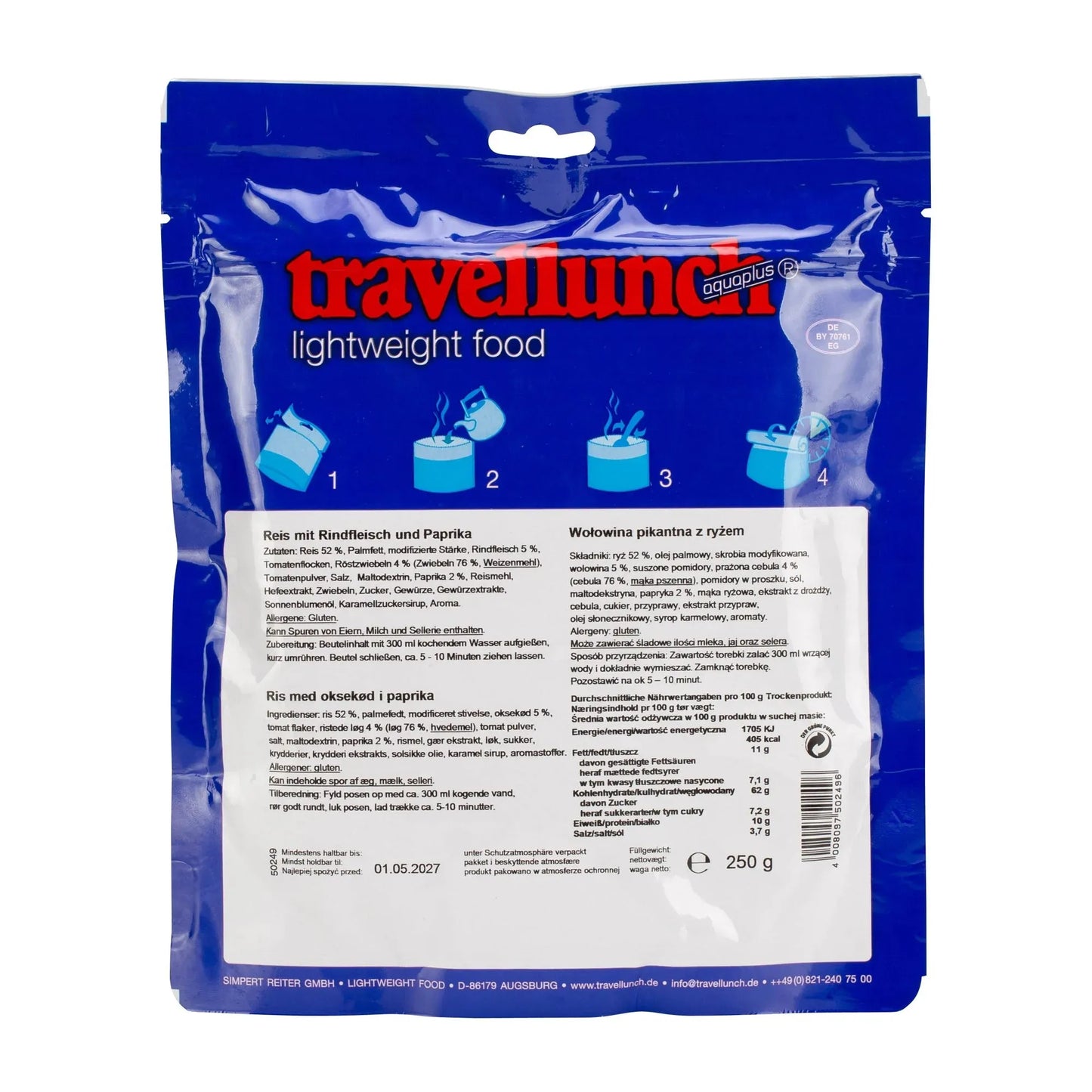 Travellunch Reis mit Rindfleisch und Paprika 2er Packung - ASMC