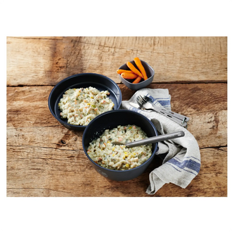 Huhn mit Sahnegemüse und Reis